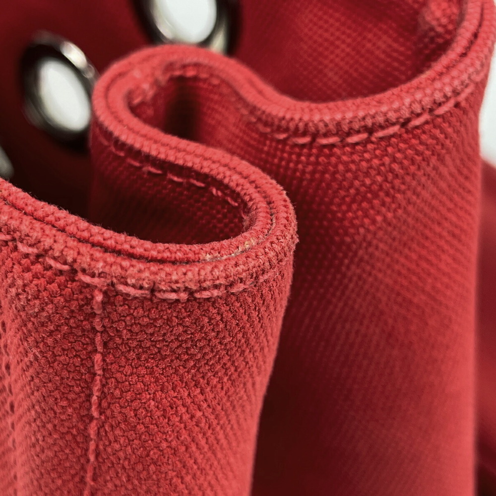 Prada Canapa Tote Shoulder Bag Perforated Canvas Red - Picture 4 of 7